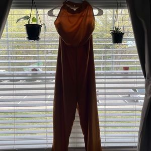 Rusty Orange Halter-Top Jumpsuit Size M